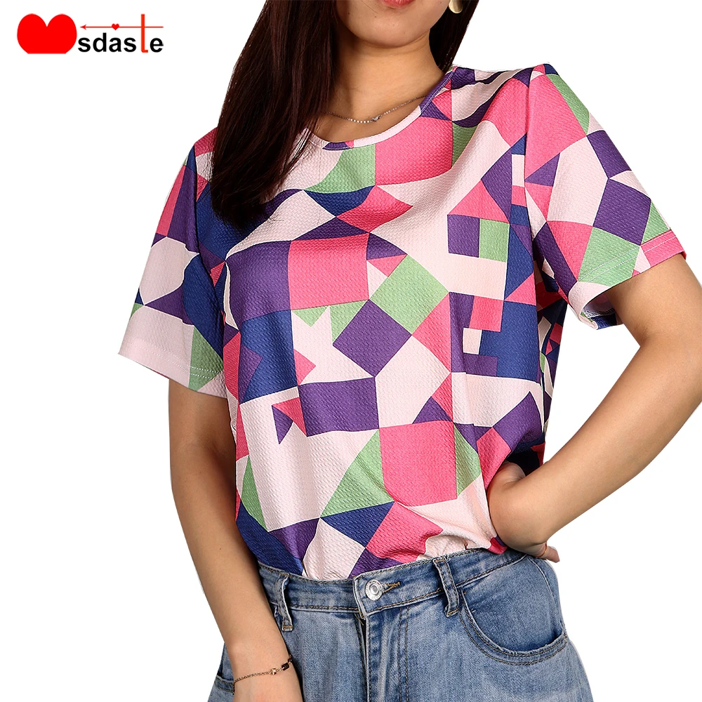 Женская футболка Повседневная Свободная с коротким рукавом полосатая Летняя