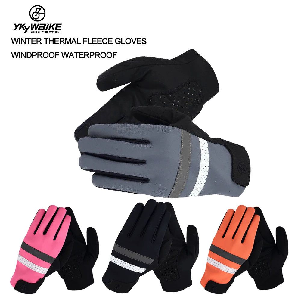 

Ykywbike Winter Cycling Gloves Bicycle Touch screen Windproof Waterproof Thermal Warm Fleece Mtb Long Distance Cycling Gloves
