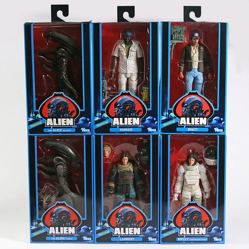 

NECA ALIENS 40th Anniversary The Alien Giger Bloody Big Chap Lambert Riplay Parker Brett Ash Kane Action Figures Toys 3pcs/set