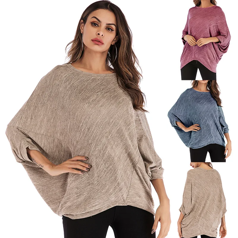 

Shirts for Women 2021 Autumn O-Neck Bat Sleeve Loose T-shirt Loose Bottoming Top Womens Clothing Gothic Plus Fashion Casual Y2k
