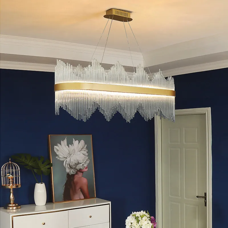 

High lustre moderne salon rectangular chandelier crystal, latest lampadario crystal light chandelier