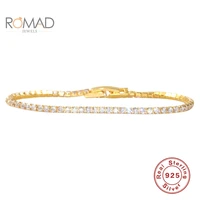 romad 2 0 luxury tennis diamond bracelet joyero 925 sterling silver diamond bracelet for women fashion gold jewelry wholesale