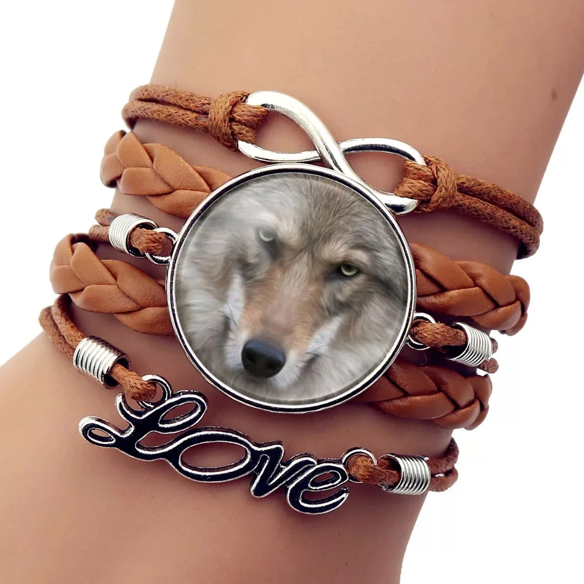 

New product hot-selling accessories European and American retro bracelet Letter moon multi-layer gem wolf bracelet