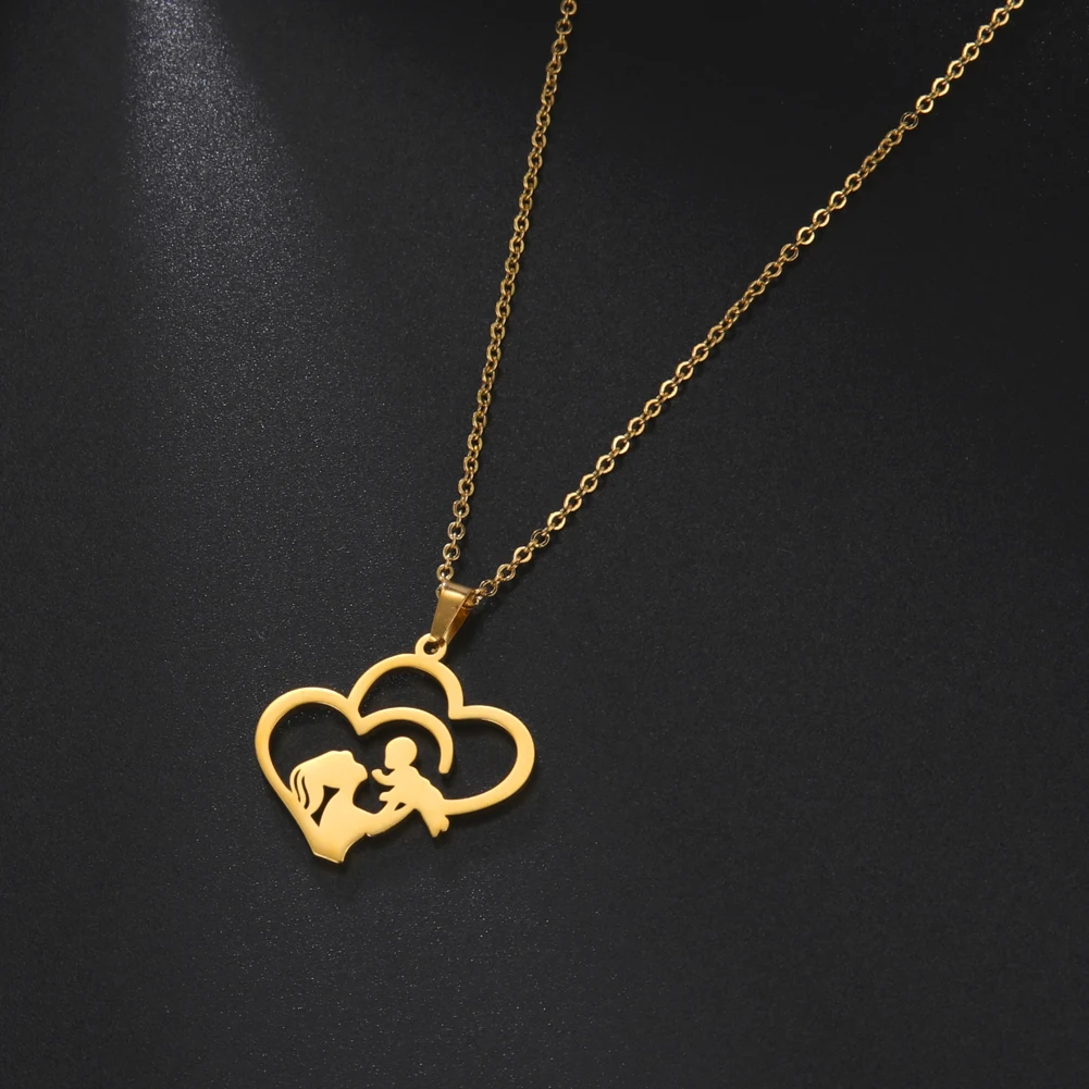 Fishhook Ожерелье с подвеской в виде сердца матери ребенка девушки мальчика для