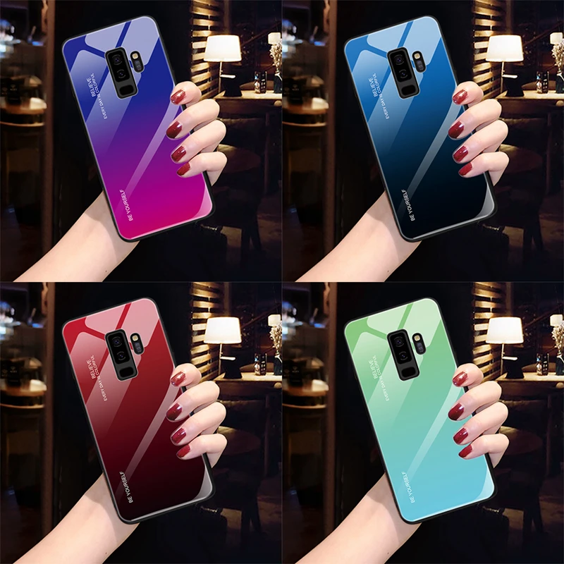Новый градиент Стекло чехол для samsung Galaxy S10 S9 S8 Plus Note 9 A8 A5 A7 2017 M10 S10e J6 2018 на застежке