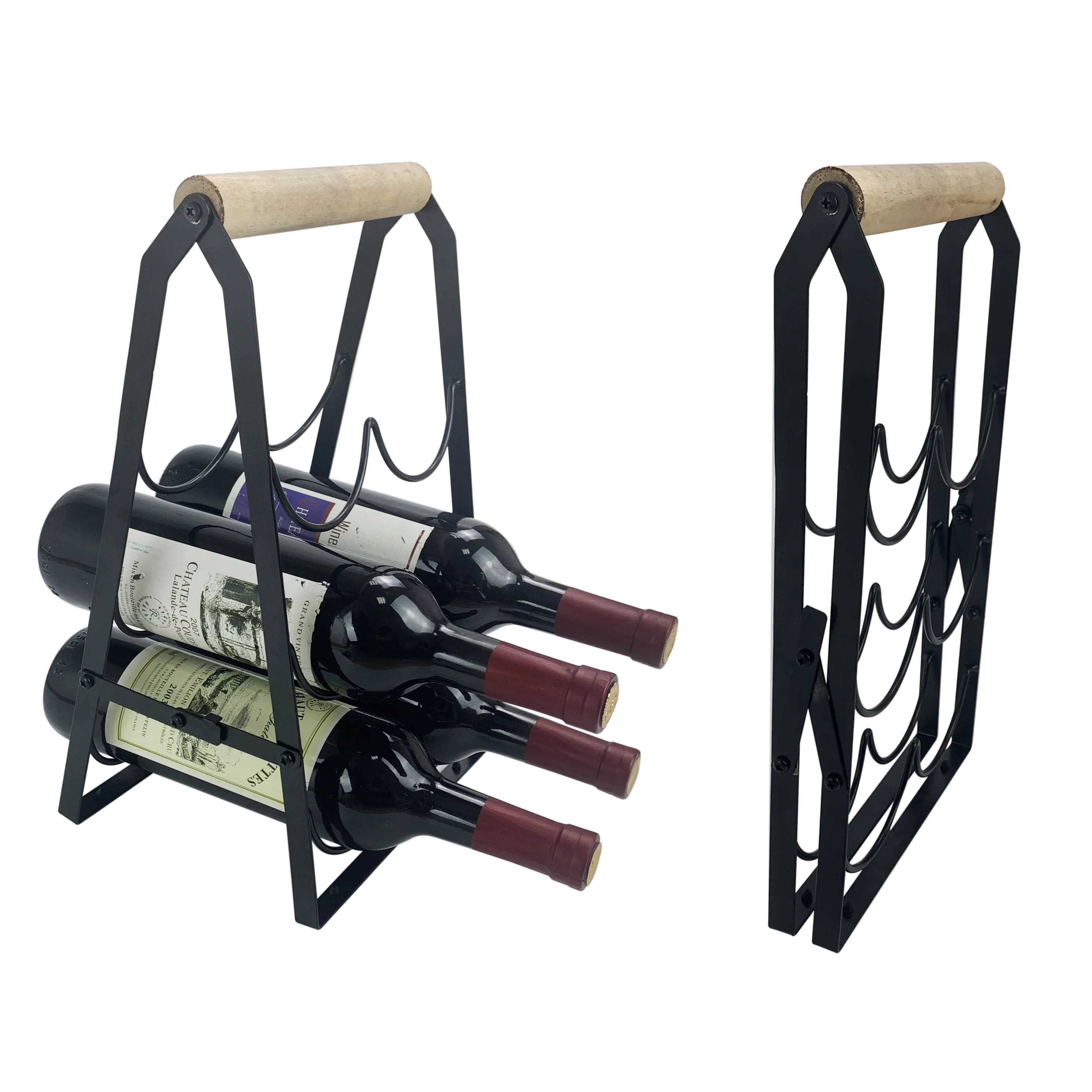 Винный Стеллаж на столешницу деревянный держатель для 6 бутылок вина 3-уровневый