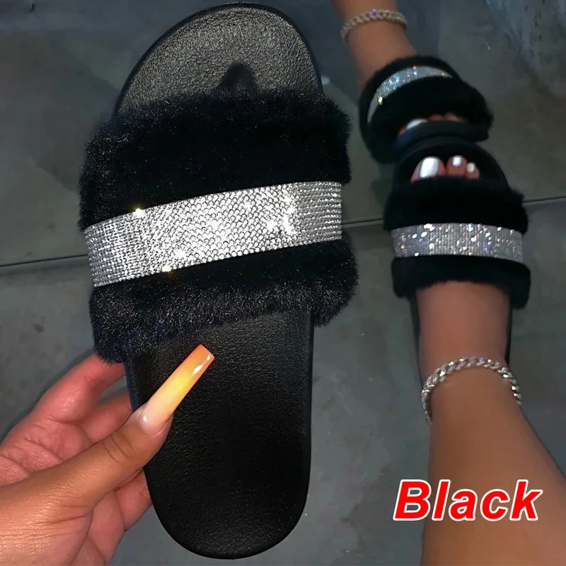 2020 домашние тапочки Меховые шлепанцы для женщин сандалии с лисьим мехом Женская