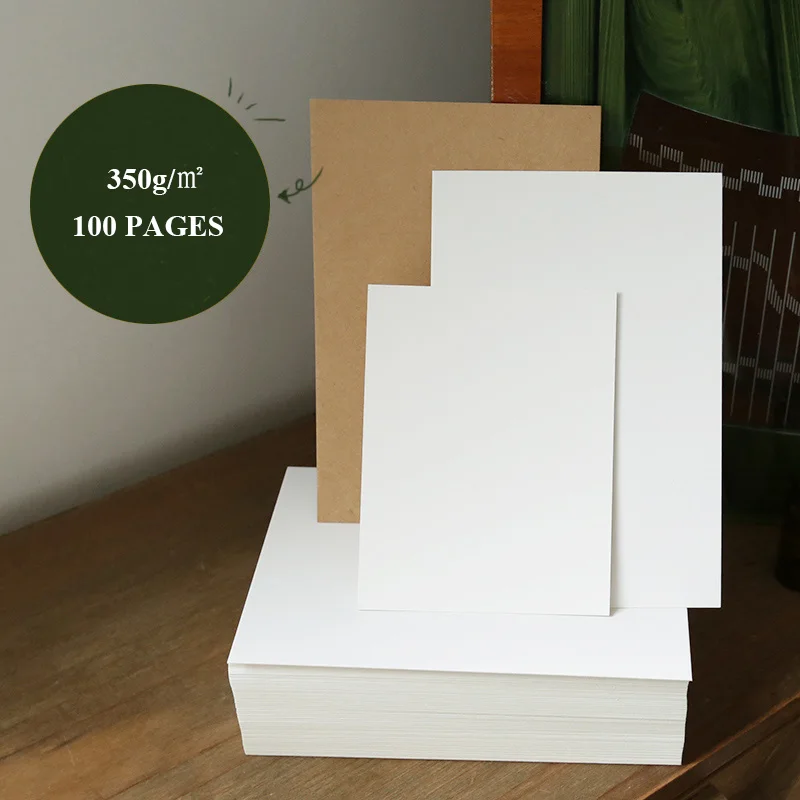 100pcs 350g Cardboard Blank Photo Albums Scarpbook Kraft/White Paper Hand-Painted DIY Graffiti Greeting Cards Message Card Album | Дом и сад