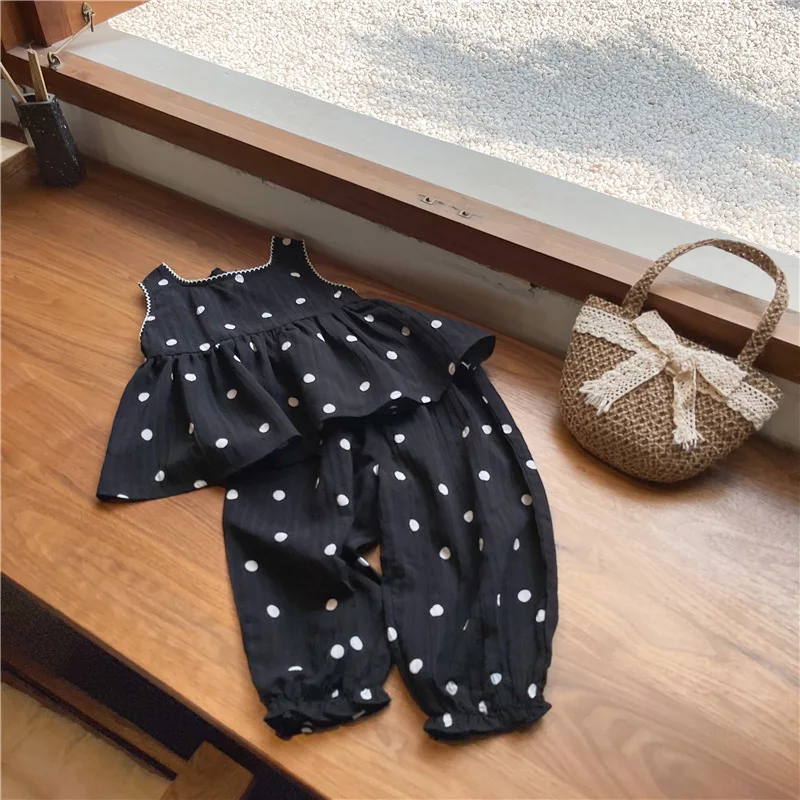 

2021 Summer Children's Wear Pull Flower Backless Suit Girls Flower Sleeveless Vest and Pant 2 Pcs