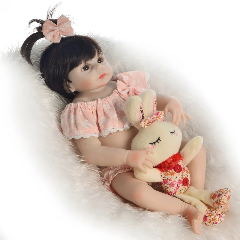 NPK 48 см Новорожденный bebe Кукла reborn realista девочка в платье полное тело силиконовые