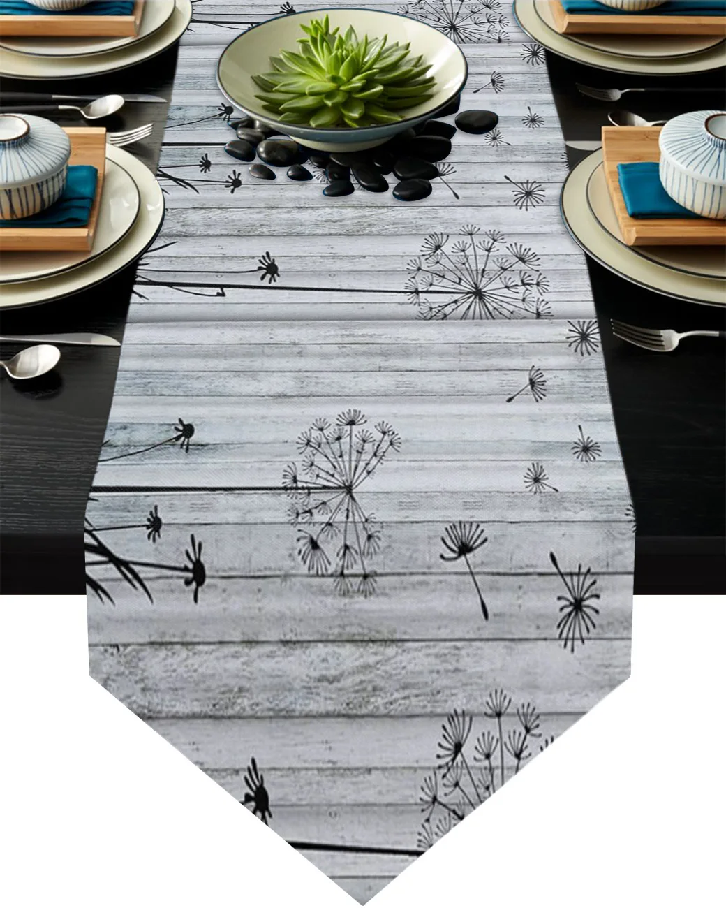 Деревянная настольная дорожка с изображением одуванчика и цветов украшение для