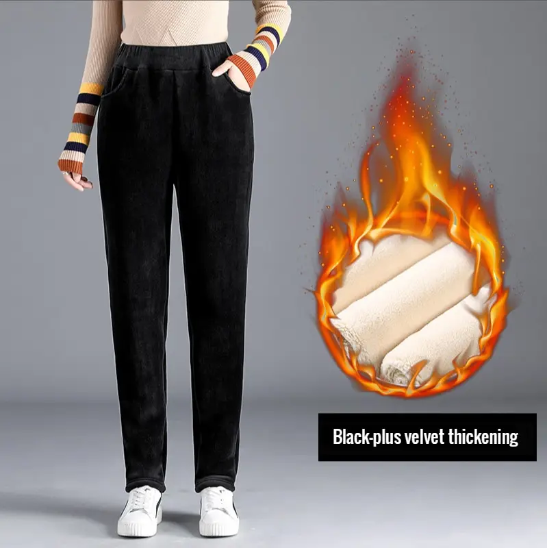

2020 Autumn Winter Warm Pants High Waist Harem Pants Ladies Trousers Ladies Corduroy Pants Casual Plush Corduroy