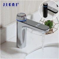 jieni chrome high tech water generating digital display basin faucet mixer hot cold water tap black stream modern design faucet