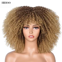 14 short hair afro kinky curly wigs with bangs for black women african synthetic cosplay wigs high temperature natural daily