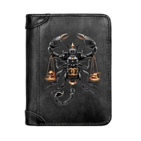 luxury skull heart scorpion genuine leather wallet classic men business pocket slim card holder male short purses gifts