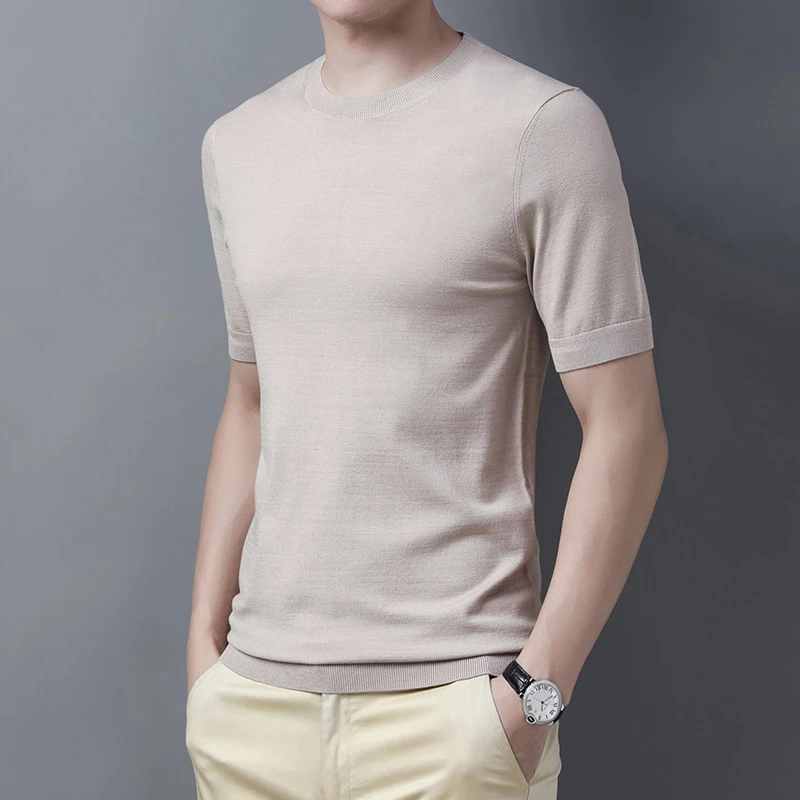 

2020 new summer and autumn men round neck short sleeve Knitted T shirts TH1030