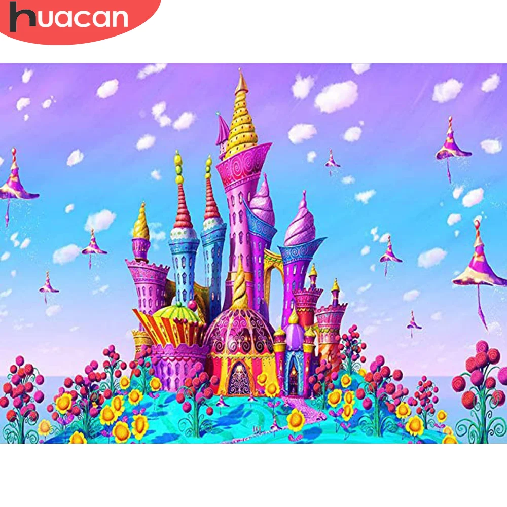 

HUACAN Diamond Painting Landscape Full Square/Round Drill Embroidery Cross Stitch Castle Diamond Mosaic Handmade Gift