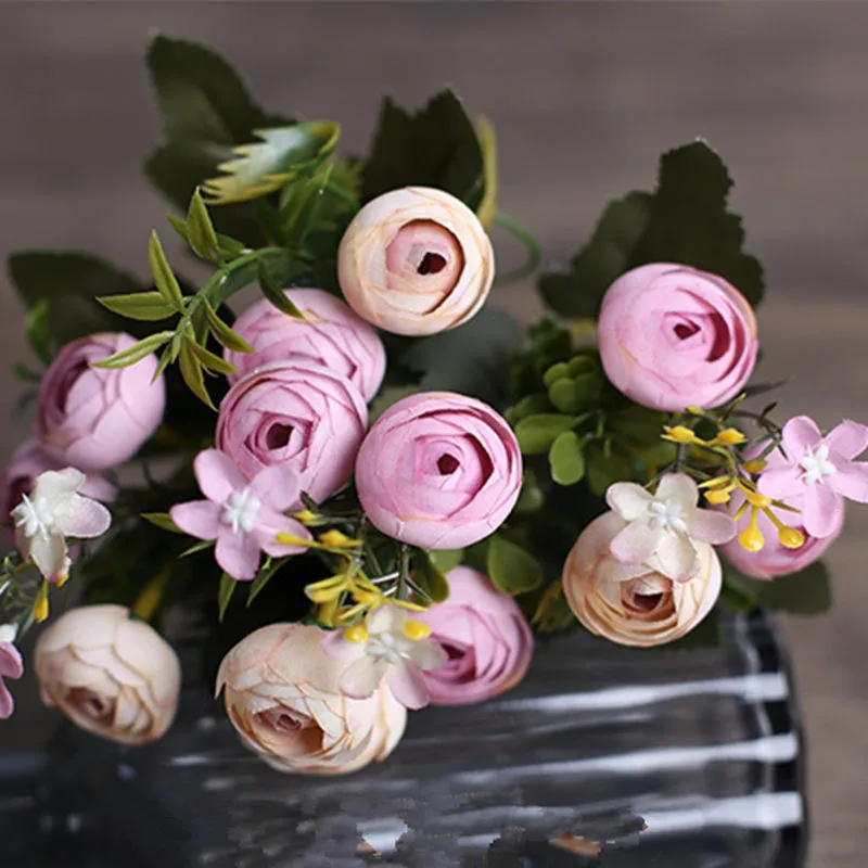 13 головок/Букет шелковых чайных роз искусственные цветы букет невесты