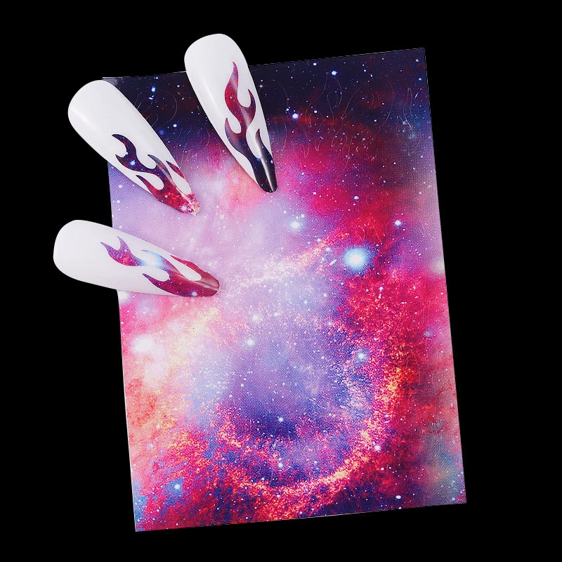 Аврора Мечтательный цвет наклейки для ногтей набор огненное пламя шаблон