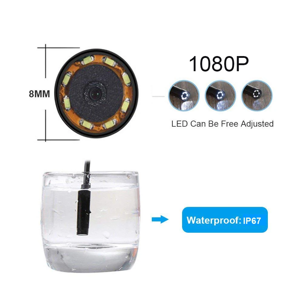 Эндоскоп с объективом 8 мм Micro USB жесткая трубка Водонепроницаемый эндоскоп для