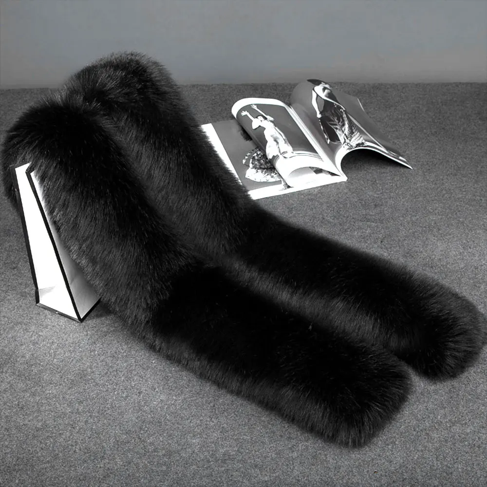 Женский шарф из искусственного меха однотонный зимний теплый воротник шарфа