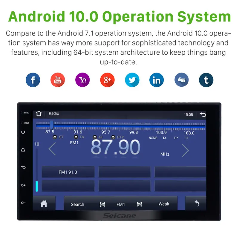 SEICANE Автомобильное радио Android 10.0 7 дюймов 2 DIN Универсальный мультимедийный плеер GPS для Nissan QASHQAI TIIDA VERSA TOYOTA HILUX COROLLA VIOS и др.