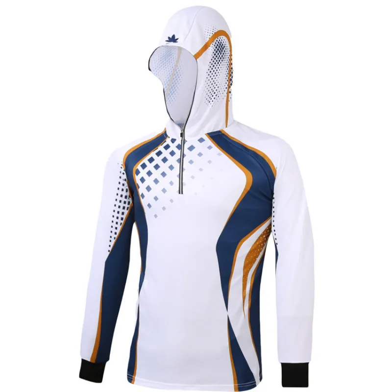

Professional New Style Long Sleeves Fishing Clothes Hooded White Sport Outdoor Fishing Shirt Quick Dry Anti-UV Fishing Plus Size