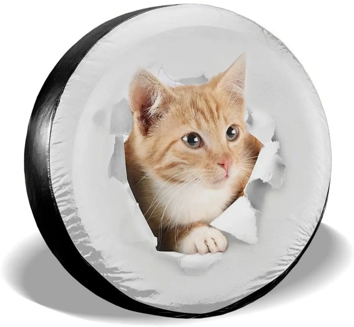 

OHDS 3D Cat Spare Tire Cover Waterproof Dust-Proof Wheel Protectors for Jeep SUV RV Trailer Camper Universal