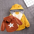 Зимняя одежда для маленьких мальчиков, утепленная теплая детская куртка, хлопковое пальто с пятиконечными звездами для маленьких девочек и мальчиков, куртка с капюшоном