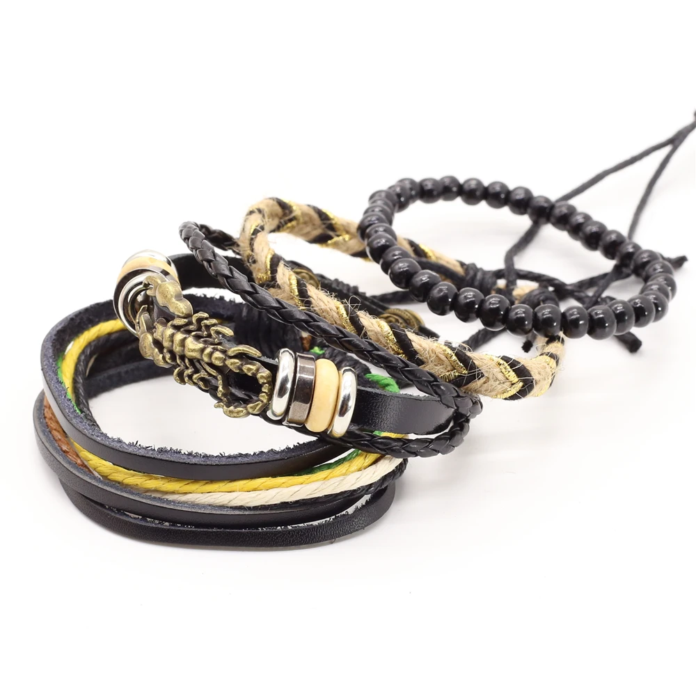 4 шт./компл. винтажный бронзовый браслет с шармами в виде ящерицы скорпиона для