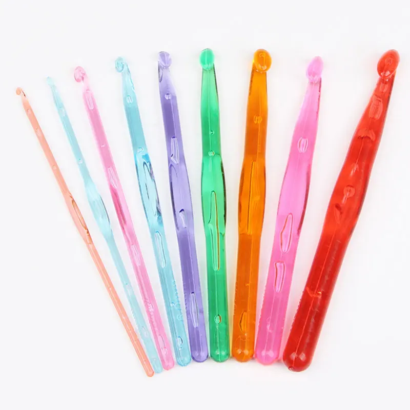 

Durable Crochet Hook Colorful Creative Crystal Crochet Tool Portable Bearded Needle Transparent Plastic Crochet Sweater Needles