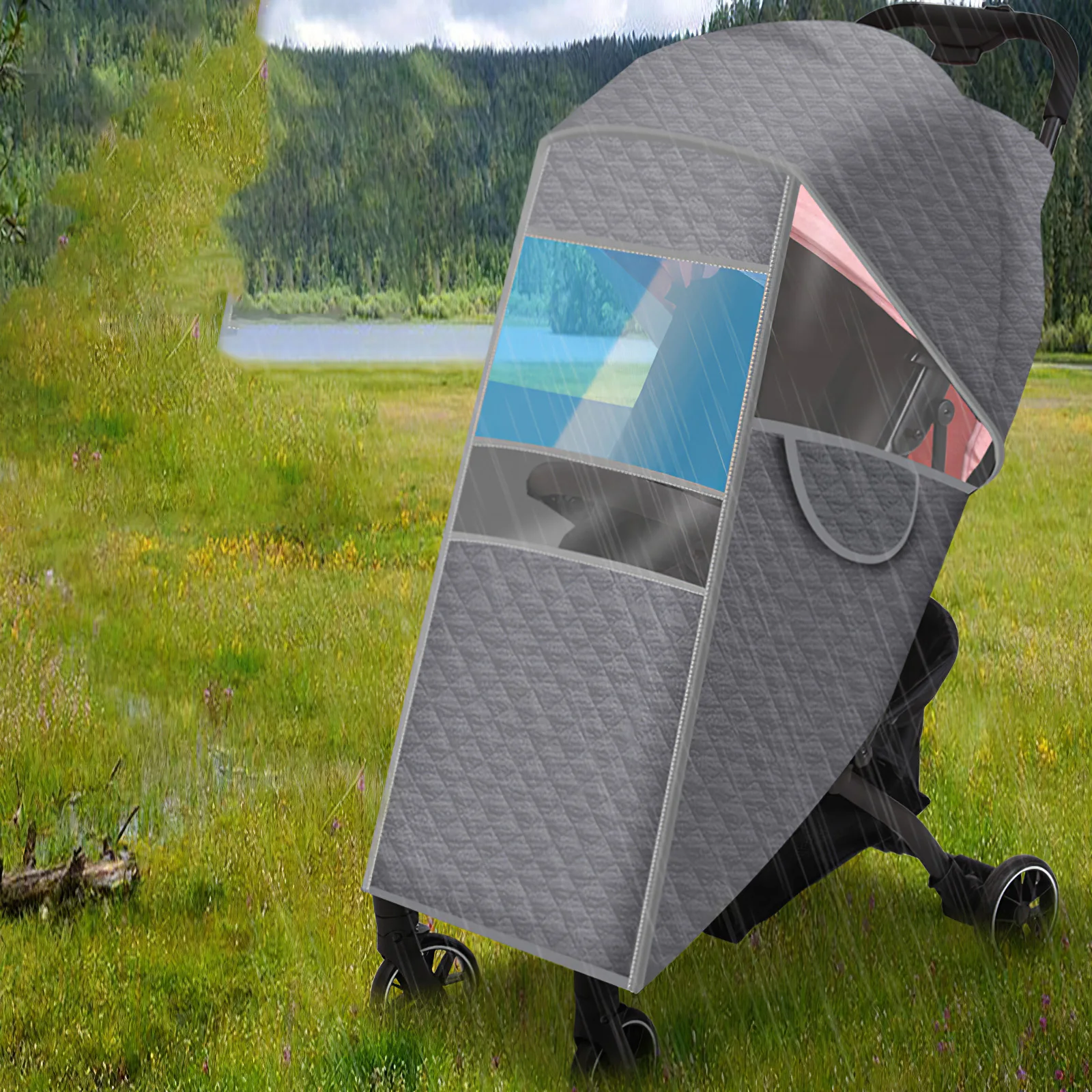 

Baby Stroller Rain Cover Universal Size Stroller Waterproof Windproof Cover Baby Carriage Weather Shield Transparent Eye Screen