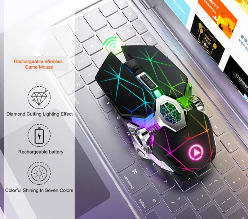 

LED Backlit 2.4G USB 1600Dpi Gaming Mouse Rechargeable Computer Accessories Wireless Silent Mouse Rechargeable Wireless Mouse