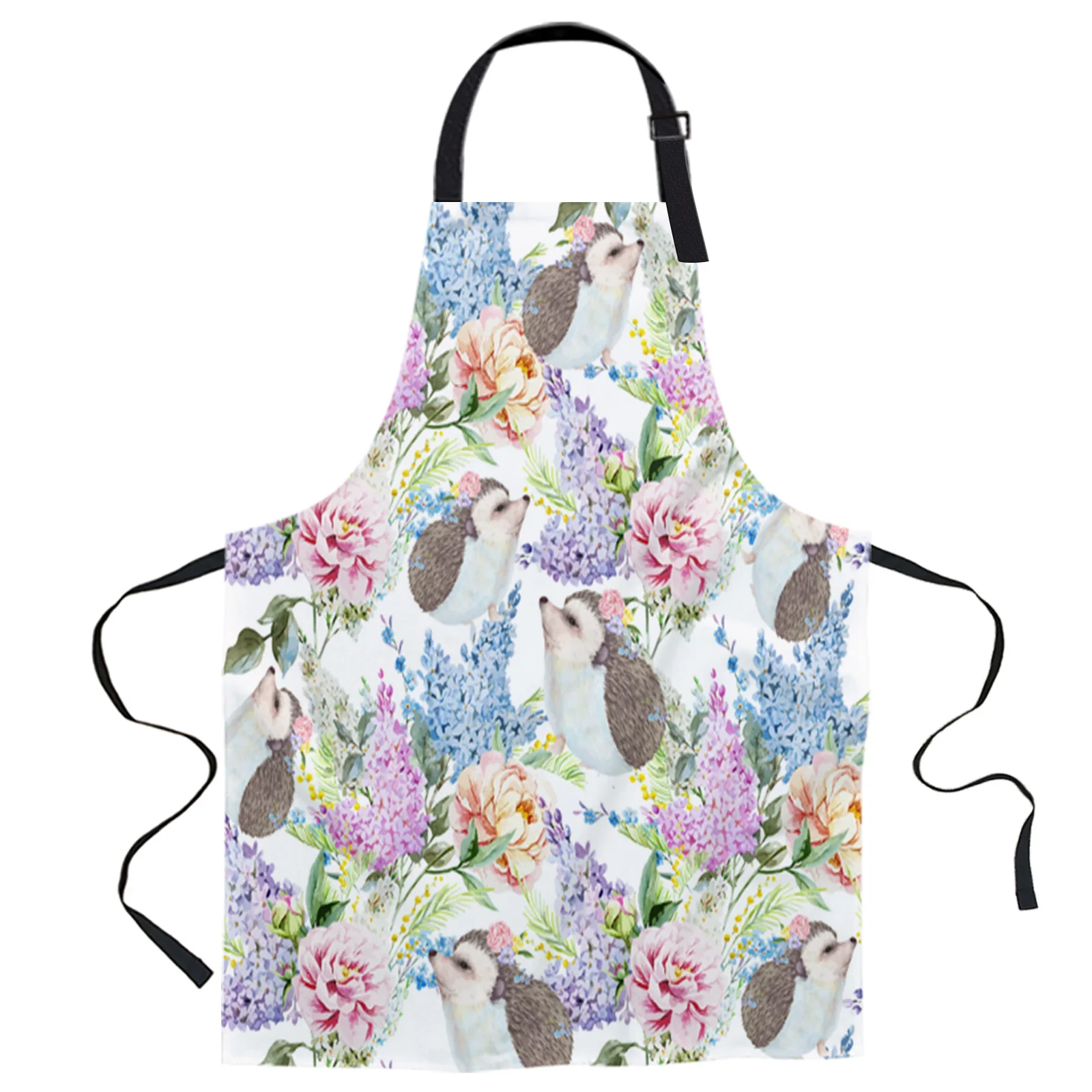 

Hedgehog Flower Aprons for Women Men Kid Cooking Baking Apron Kitchen Utility Equipment Accessories