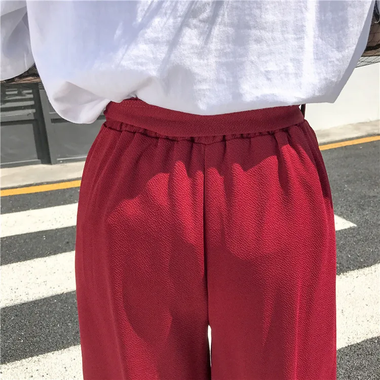 

Pants Women High-waist Wide Leg Womens Trousers Elastic Waist Bow Sashes Ladies Casual Solid Elegant All-match Females Loose HOT