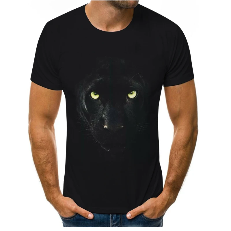 

Fashion summer lion pattern 3D printing men's short-sleeved T-shirt hip-hop lion tiger street clothes loose casual round neck