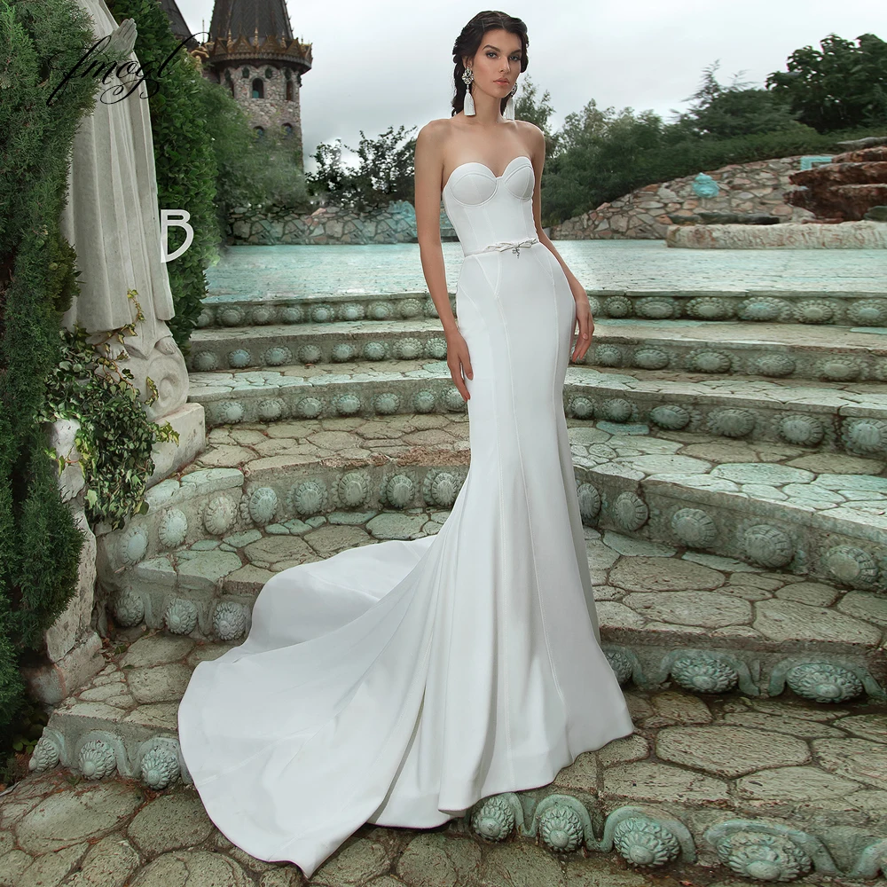 Fmogl пикантные Свадебные платья с открытой спиной милой русалки 2019 Роскошные
