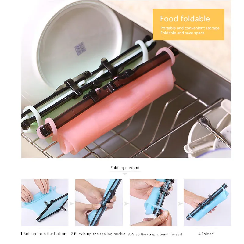 Портативный силиконовый Еда сумка для хранения герметичной упаковки