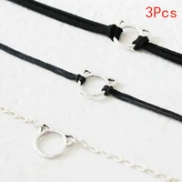 3pcs new fashion gothic punk cute hollow black velvet faux suede cat choker whiskers necklace gift for her