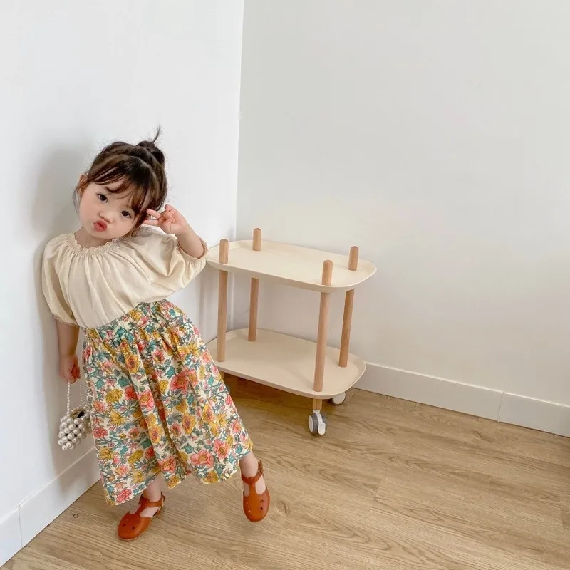 

Baby Girls T-shirt Kids Tops Cotton and Linen Lace 2021 New Summer Kids Clothes Children Lantern Sleeve Cute,#5970