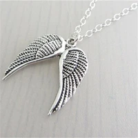 angel wings charm necklace girl women pendant sympathy loss gift silver plated chain necklace mom necklace