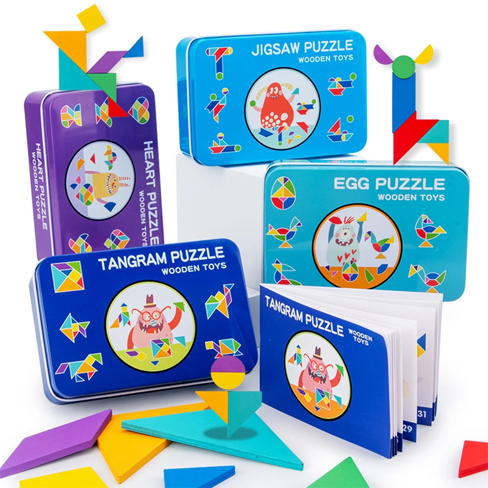 Пазл пазл Tangram игры Монтессори обучающая доска для рисования игрушка в подарок