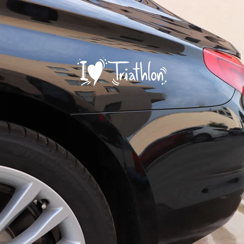 YJZT 17 3 см * 5 6 I Love Triathlon Sport Car Sticker модные милые аксессуары для автомобиля|Наклейки