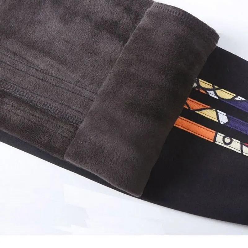 

2020 New Autumn Black Plus Velvet High Waist Casual Pants Women Loose Pant Elastic Waist Side Stripe Printing Trousers Women 169