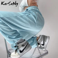 karsany white sweatpants women baggy for summer high waist trousers sport grey sweatpants cotton for women wide leg pants 2021