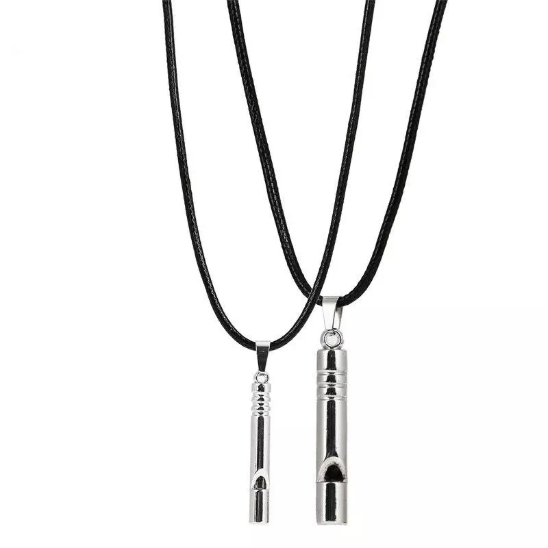 

Creative Metal Whistle Necklace Emergency Portable Whistle Couple Necklace Outdoor Survival Keychain Hiking Camping Keyring