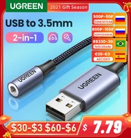 ugreen sound card usb audio interface 3 5mm sound adapter for pc laptop ps4 earphone speaker external usb sound card audio card