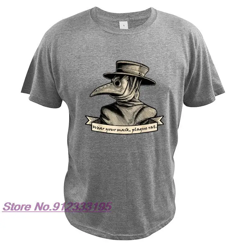 Plague Doctor T Shirt Wear Your Mask Plague Rat Tshirt Anime SCP Fundation 100% Cotton Tee Tops