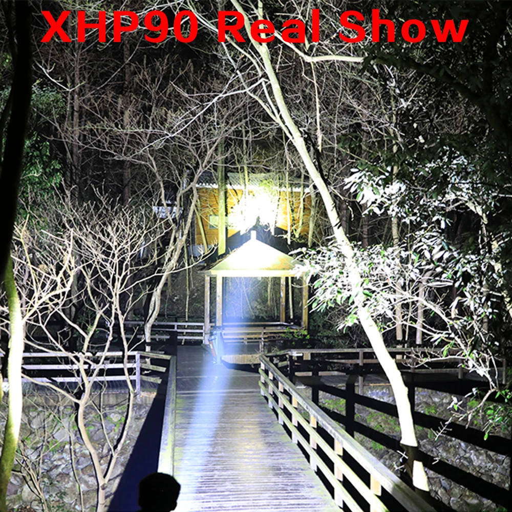 

Яркая перезаряжасветодиодный Светодиодная лампа XHP90, мощный фонарь XHP70.2, супер водонепроницаемый фонарь для охоты с зумом, с батареей 18650 ил...