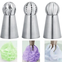3pcs cupcake stainless steel sphere ball shape icing piping nozzles pastry cream tips flower torch pastry tube decoration tool